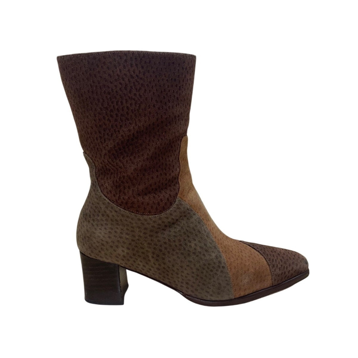 Chiarini Womens Brown & Tan Leather Mid-Calf Boots Block Heel Size 6