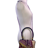Bohemian Women’s Purple Patchwork Beaded Handbag With Embellished Details