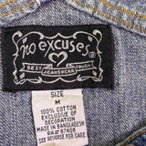 No Excuses Womens Blue Cotton Denim Overalls Casual Retro Style Size M