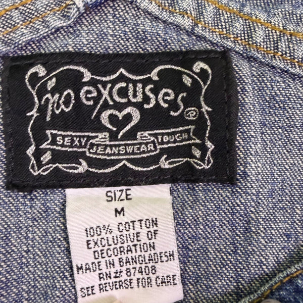 No Excuses Womens Blue Cotton Denim Overalls Casual Retro Style Size M