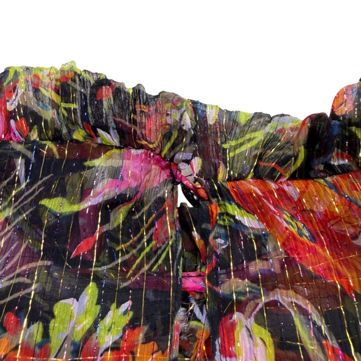 Sandro Womens Black Floral Print Sheer Blouse With Ruffled Details Size 1