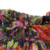 Sandro Womens Black Floral Print Sheer Blouse With Ruffled Details Size 1