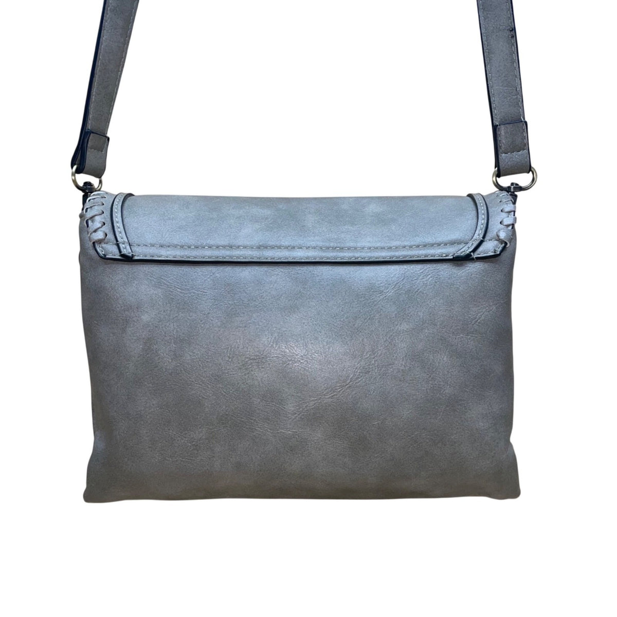 Jen & Co Women’s Gray Faux Leather With Adjustable Strap Crossbody Bag