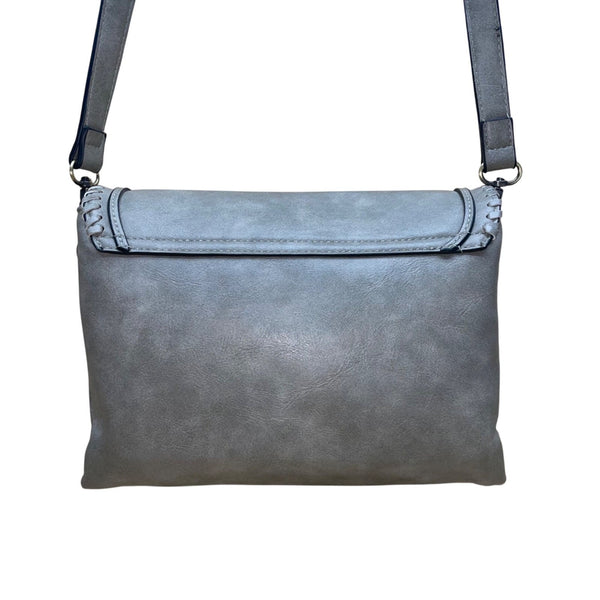 Jen & Co Women’s Gray Faux Leather With Adjustable Strap Crossbody Bag