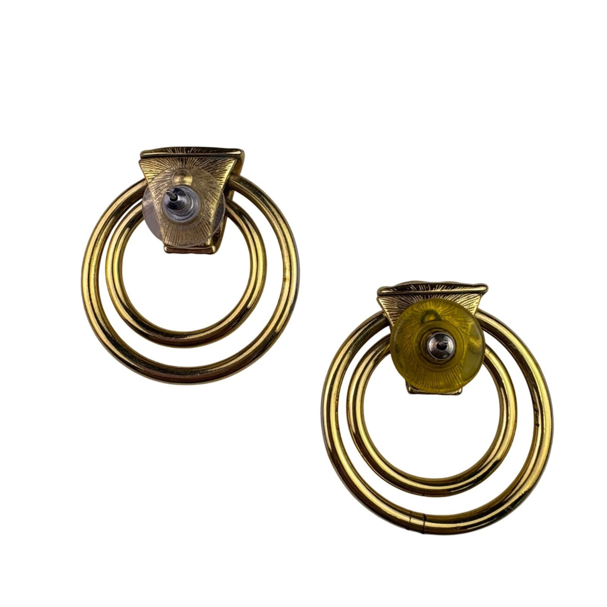 Monet Womens Gold Tone Vintage Double Hoop Earrings