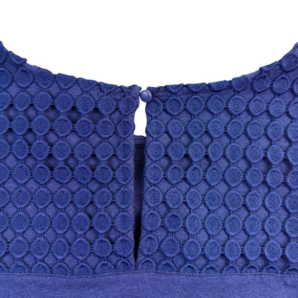 Chicos Womens Navy Top Bell Sleeves Blue Perforated Style Sz XL