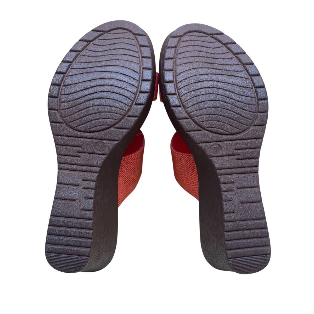 Lauren Blakwell Women’s Red Open-Toe Slip-On Dual-Strap Wedge Sandals Size 7