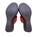 Lauren Blakwell Women’s Red Open-Toe Slip-On Dual-Strap Wedge Sandals Size 7