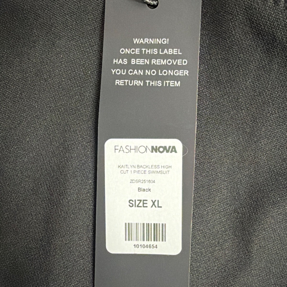 Fashion Nova Womens Black High-Cut Backless 1-Piece Swimsuit Size XL