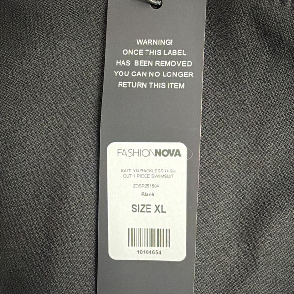 Fashion Nova Womens Black High-Cut Backless 1-Piece Swimsuit Size XL