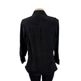 Sutton Studio Womens Black Suede Button-Down Shirt Long Sleeve Sz Large