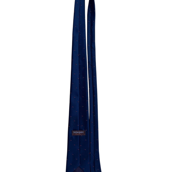 Y Saint Laurent Mens Navy Polyester/Silk Floral Pattern Classic Neck Tie