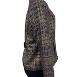 Vintage Draper’s & Damons Women’s Gold and Purple Tweed Blazer Coat Sz M