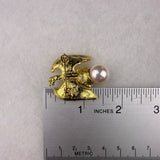 Ann Hand Womens Gold Tone Eagle Brooch With Faux Pearl Accent Elegant Pin