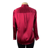 LilySilk Womens Red 100% Mulberry Silk Long-Sleeve Bow Blouse Luxury Design Sz M