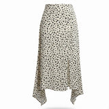 Olivia Grey Womens Black/Beige Animal Print Asymmetric Midi Skirt Sz L