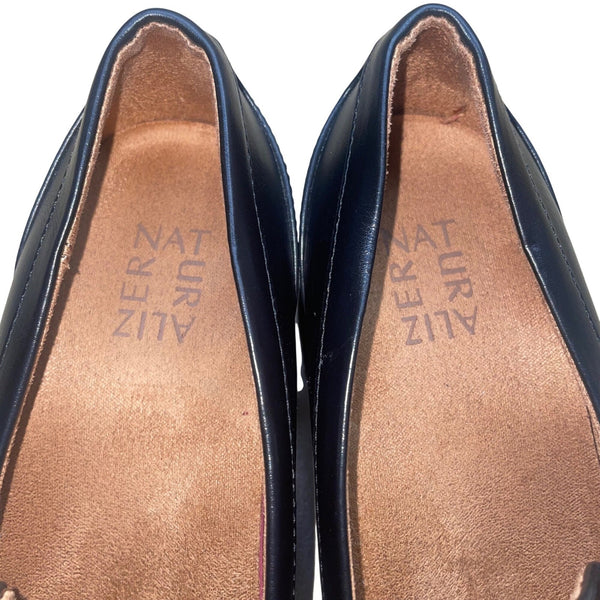Naturalizer Women’s Black Leather Loafers Slip-On Heeled Semiformal Shoes Sz 7.5