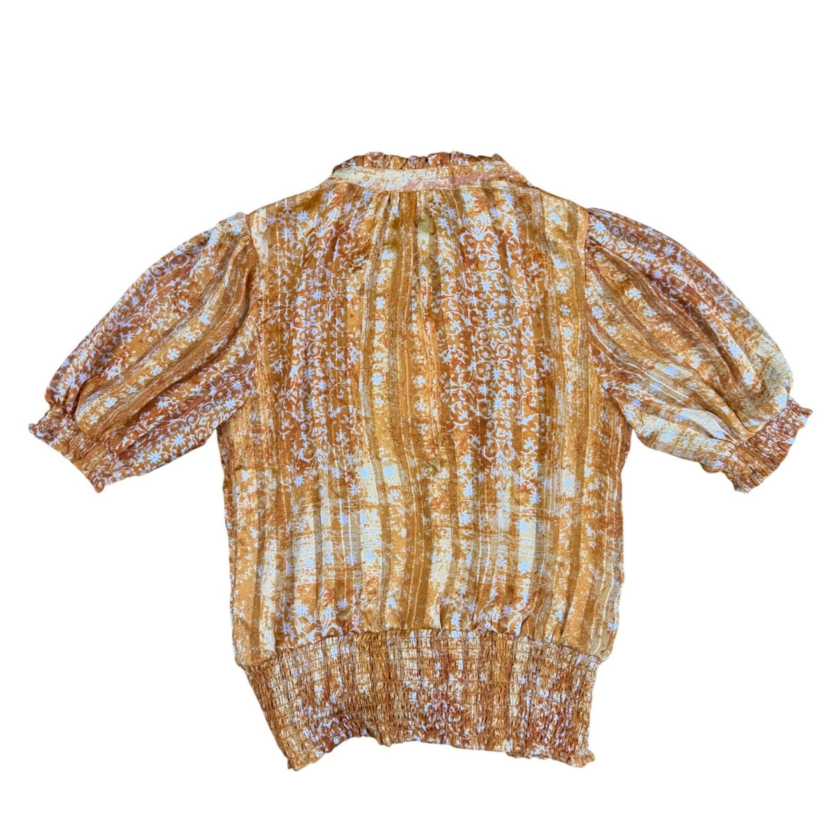 Rachel Zoe Womens Orange Patterned Top Lightweight Stylish Size S 