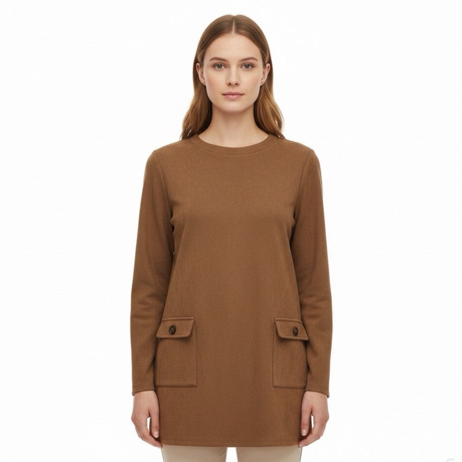 Ann Taylor Womens Taupe Long Sleeve Top Mock Neck Casual Sz XXL