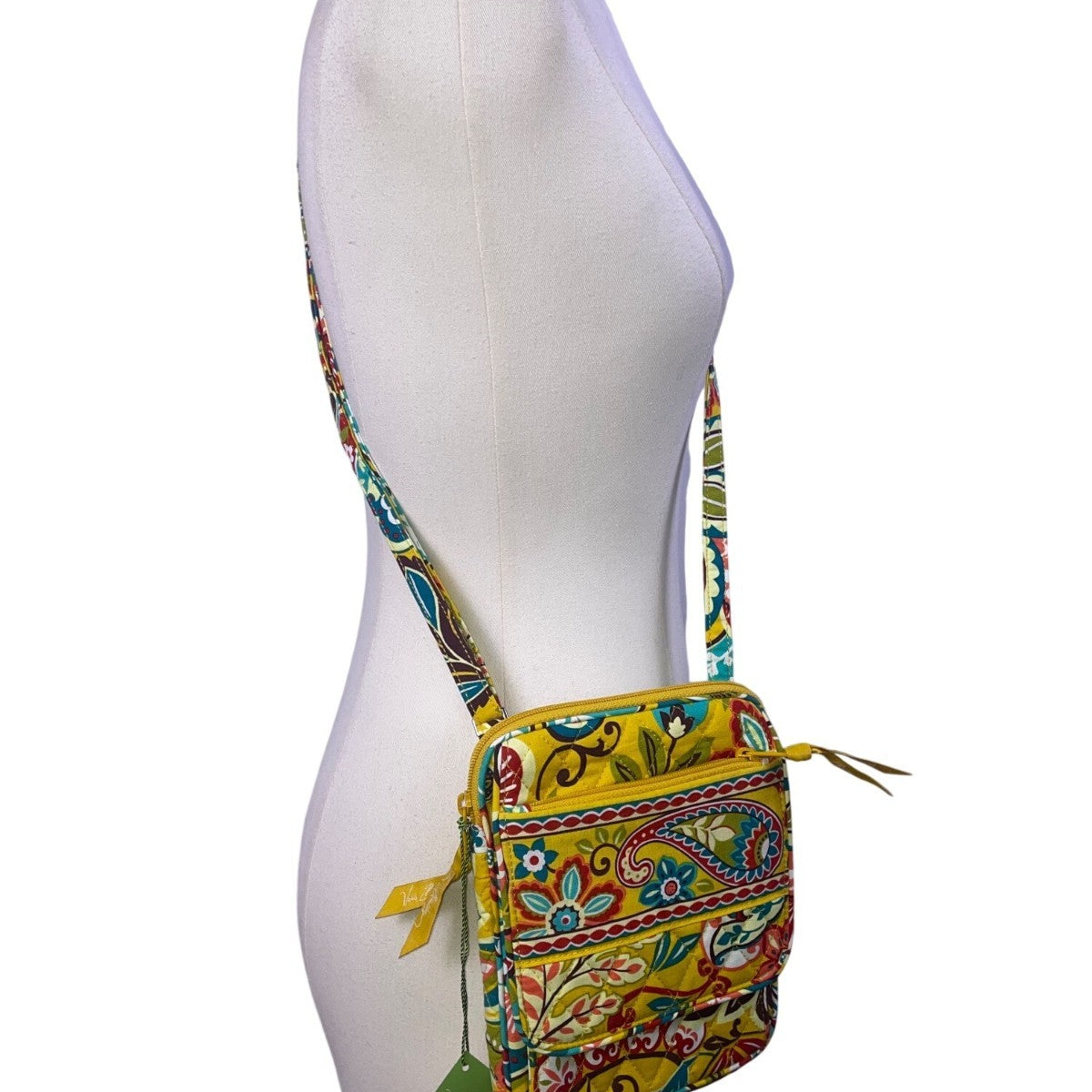 Vera Bradley Women’s Yellow Quilted Adjustable Strap Mini Hipster Crossbody Bag
