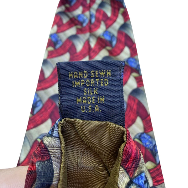 Robert Talbott Studio Mens Silk Necktie Red & Gold Abstract Multi-Color Pattern