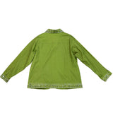 Quacker Factory Womens Green Embellished Button-Up Jacket Size XL