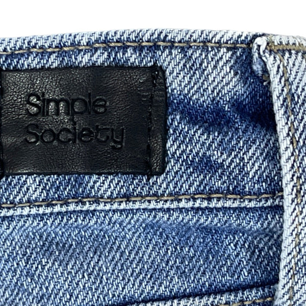 Simple Society Womens Straight Leg Distressed Denim Jeans Size 25 Premium Fabric