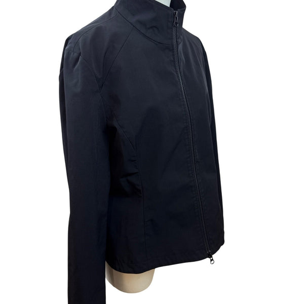Nine West Womens Black Zip-Front Jacket With High Collar & Long Sleeves