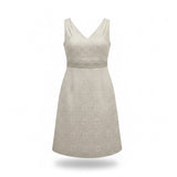 Tahari Womens Ivory Sleeveless Cocktail Dress With Embellished Waist Size 12
