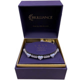 Brilliance Womens Silver Tone Heart Crystal Bracelet Adjustable Design