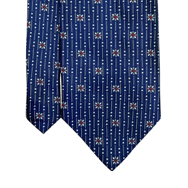 Parkster Mens Blue Silk Handmade Neck Tie Star Dot Pattern