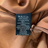 Brown Asymmetrical Satin Midi Dress With Adjustable Straps & Side-Zip Closure Ne