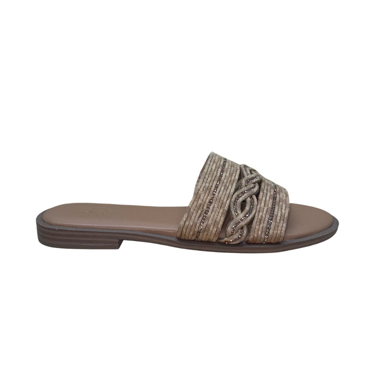 Bks Women’s Brown Braided Embellished Strap Slide Benda Casual Sandals Size 7