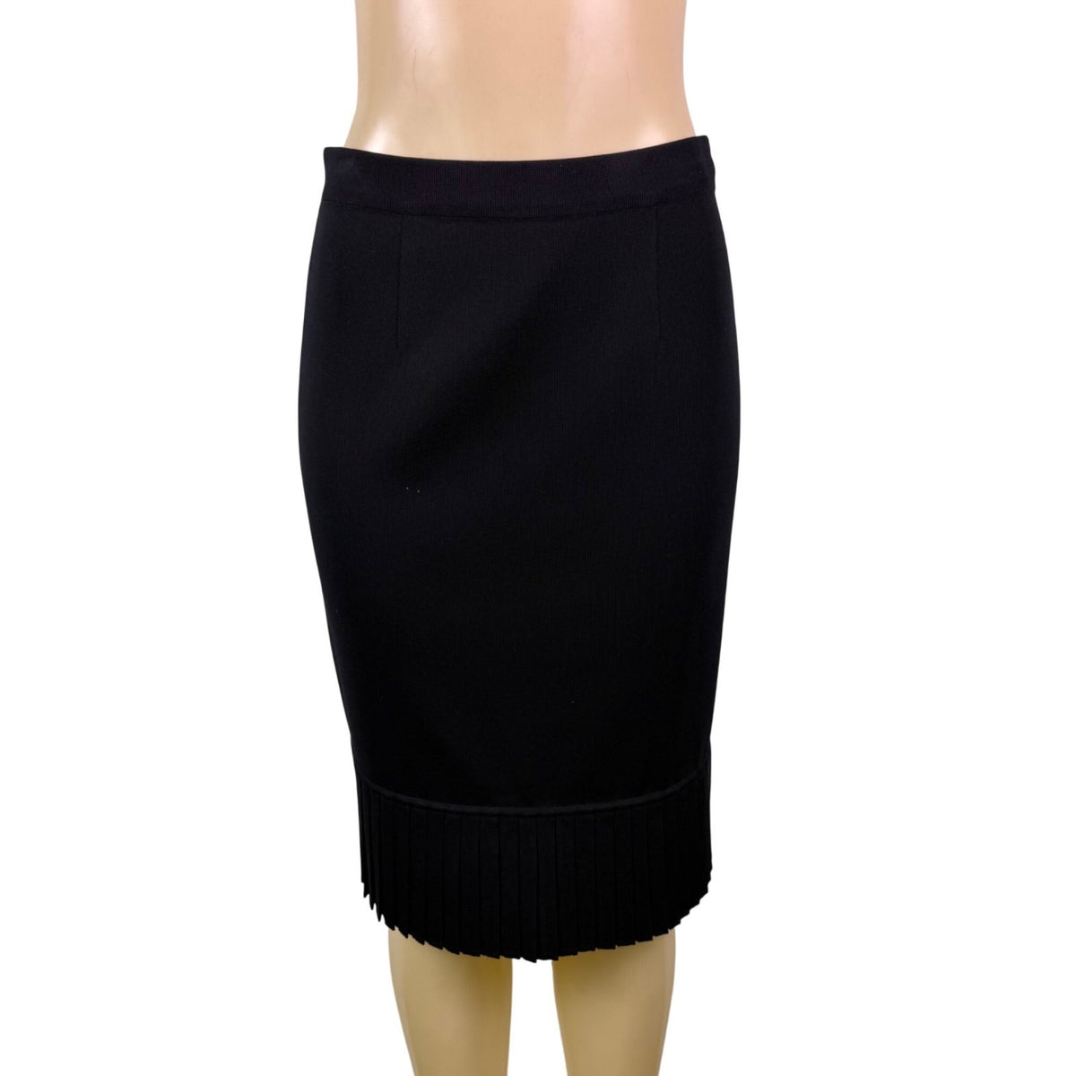 Exclusively Misook Womens Black Pleated Hem Skirt Elegant Size Small