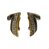 Christian  Women’s Gold Tone Black Rhinestone Clip-On Earrings Fashion Jewel