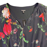 Express Womens Black Polyester Floral Long Sleeve Romper Machine Washable Size L