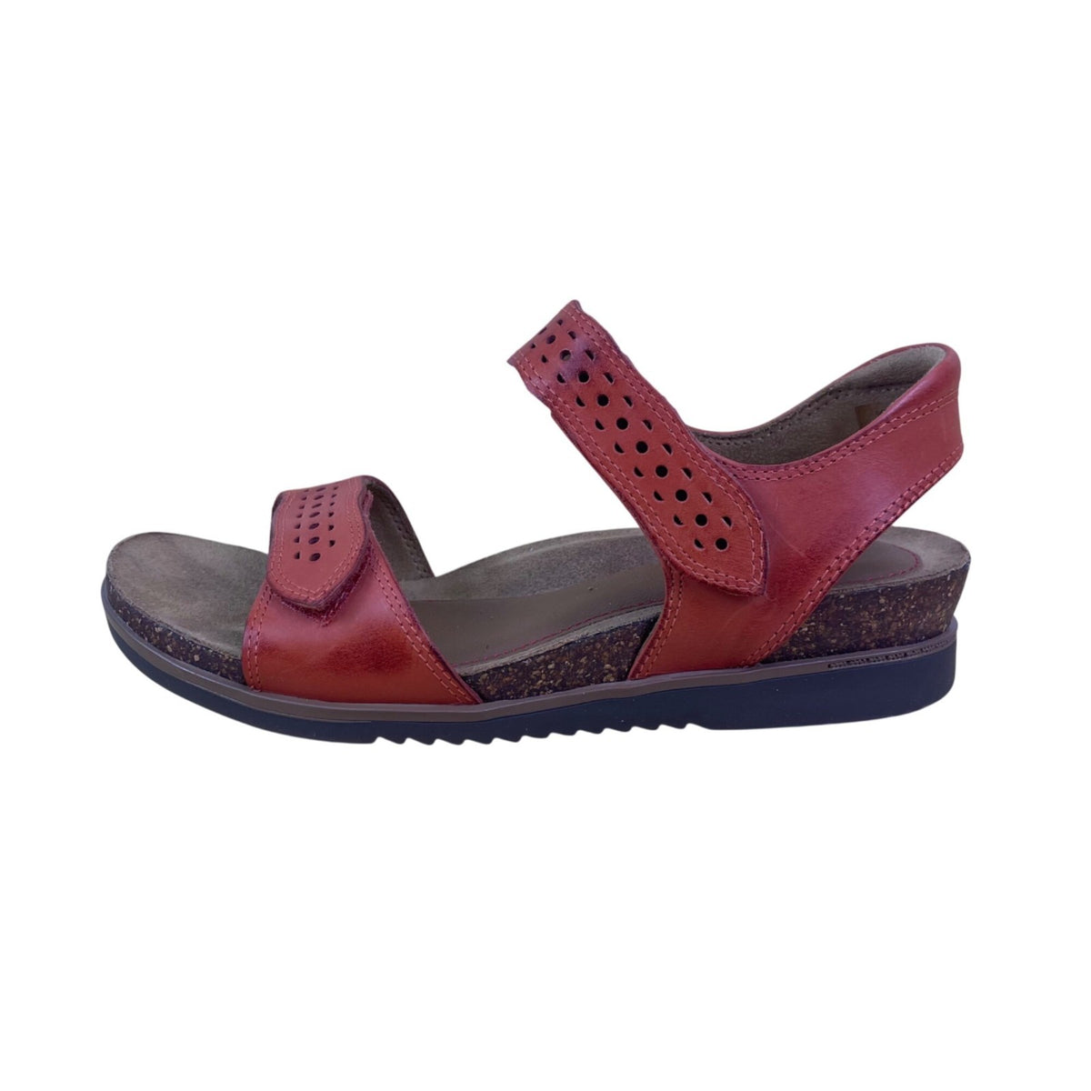Cobb Hill Women’s Red Leather Cork Sole Adjustable Strap Sandals Size 7US