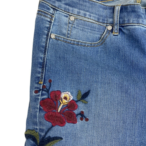 Talbots Women's Blue Medium Wash Embroidered Mid-Rise Jeans Sz 6 - New