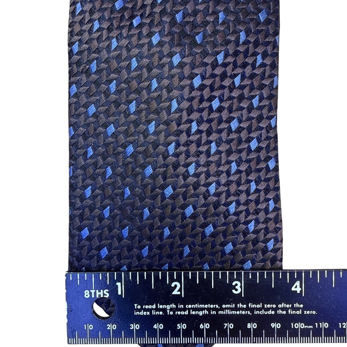 Pal Zileri Mens Brown & Blue Woven Silk Necktie Geometric Pattern Made In Italy
