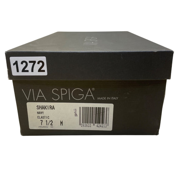 Via Spiga Women’s Navy Blue Elastic Round Toe Block Heel Pumps Size 7.5