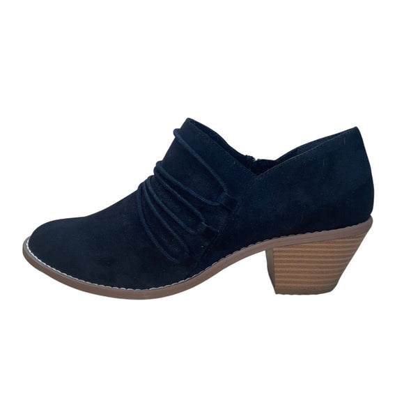Rocket Dog Women’s Black Suede Stacked Heel Slip-On Ankle Booties Size 9.5