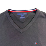 Tommy Hilfiger Mens Black V-Neck Premium Cotton Sweater  Casual Wear Size M