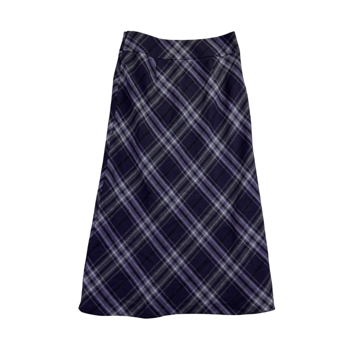 Talbots Womens Purple Plaid Wool-Blend Lined A-Line Midi Skirt Size 2P