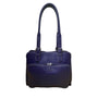 Levenger Women’s Purple Leather Double Strap Buckle Detail Zip Pocket Tote Bag