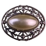 Vintage Womens Silver Tone Metal Oval Filigree Brooch Faux Pearl