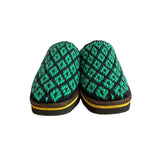 Women's Green & Black Wooven Quilted Pattern Slippers Sandals Size 9.5/10