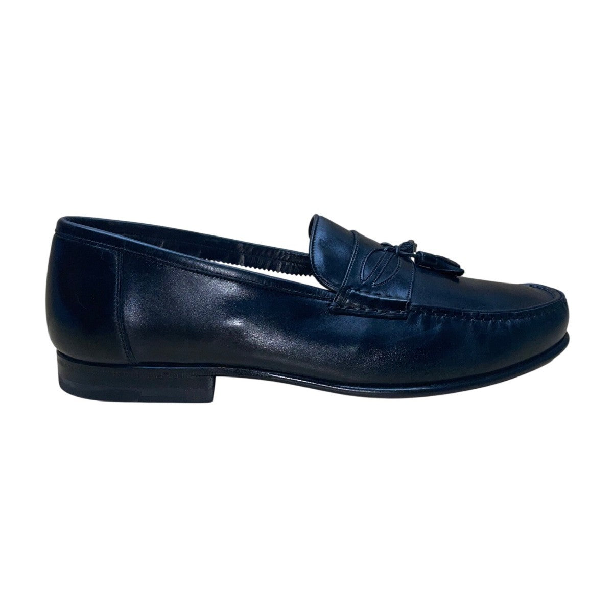 Santoni Men’s Black Leather Tassel Formal Slip-On Dallas Loafers Size 11 EE