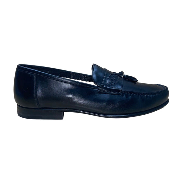 Santoni Men’s Black Leather Tassel Formal Slip-On Dallas Loafers Size 11 EE