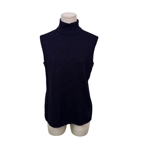 Escada Purple Frostfox Fur Cuff Glitter Set Turtleneck Vest Cardigan Sz 40