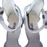 Paul Green Women’s Silver Leather PFI Ankle Strap Block Heel Sandals Size 3